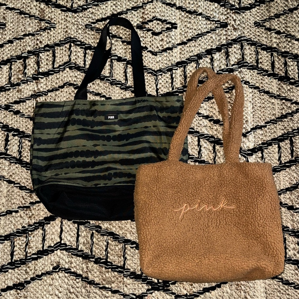 Victoria's Secret Pink and Tan Tote Bags